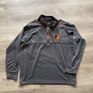 Baltimore Orioles Shirt Mens XL Black Orange MLB Quarter Zip Pullover Antigua